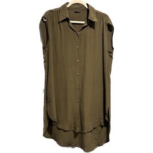 Wren 100% Silk Green Button Up Tunic/Top
